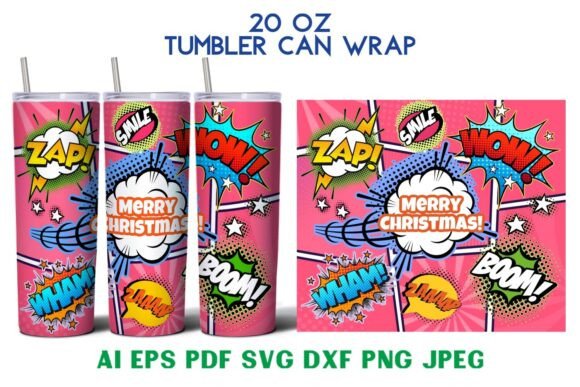 20 Oz Christmas Tumbler Can Wrap SVG AI Graphics