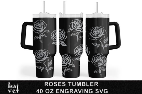 40 Oz Tumbler Roses Engraving SVG: Graphics for Crafts