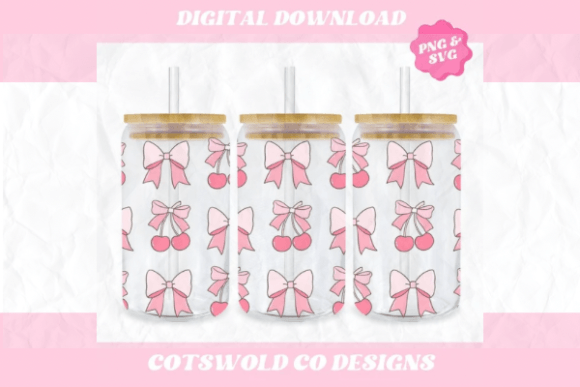 Coquette Cherries 16oz Cup Wrap: Graphics & Illustrations