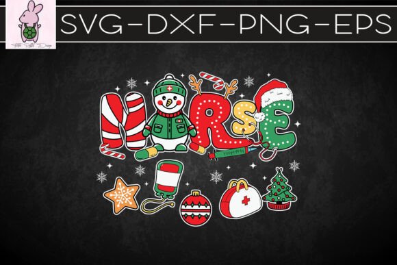Funny Nurse Holiday Merry Christmas SVG Graphics for Crafts