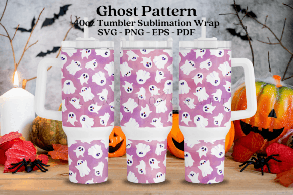 Ghost Pattern Halloween Tumbler Wraps & Graphics