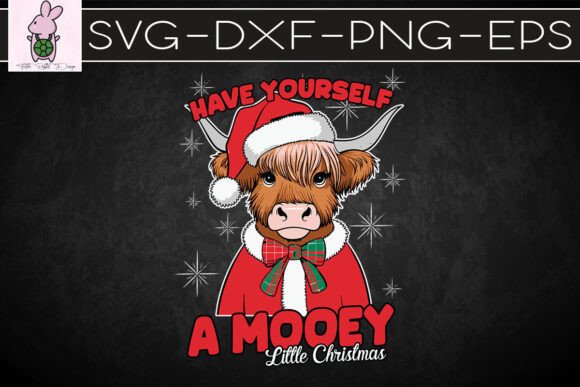 Highland Mooey Christmas Western SVG: Crafts & Graphics