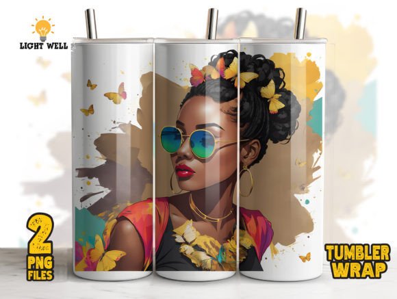 Juneteenth Afro Messy Bun Tumbler Wrap Graphics