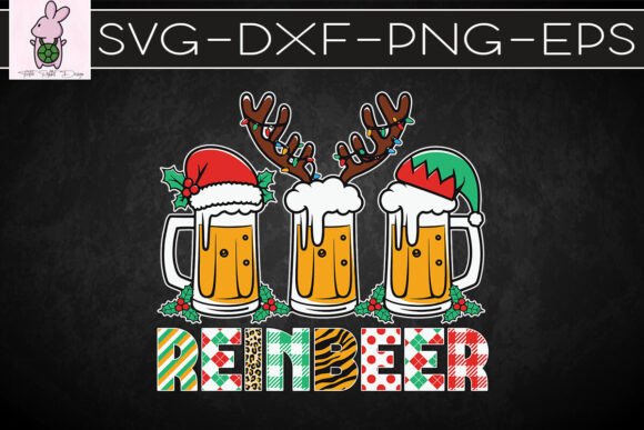 Rainbeer Reindeer Reinbeer Christmas SVG Graphics for Crafts