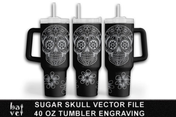 Sugar Skull Tumbler Engraving File SVG: Graphics for Tumbler Wraps