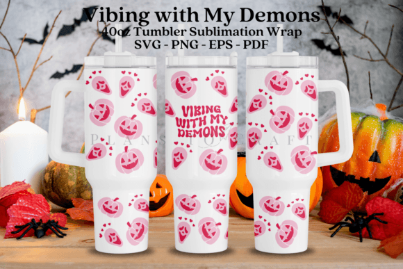 Vibing with My Demon Tumbler Wrap Graphics